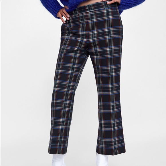 Zara checked cropped pants; size 6. - Picture 2 of 8